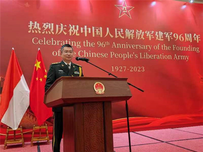 圖為徐勝武官致辭。中國駐印度尼西亞使館供圖