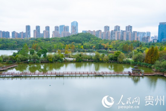 秋日時節(jié)，觀山湖公園景色美不勝收。人民網(wǎng) 陽茜攝