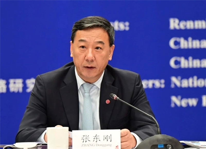 中國人民大學(xué)黨委書記、國家發(fā)展與戰(zhàn)略研究院理事長(zhǎng)張東剛作論壇開幕致辭。主辦方供圖