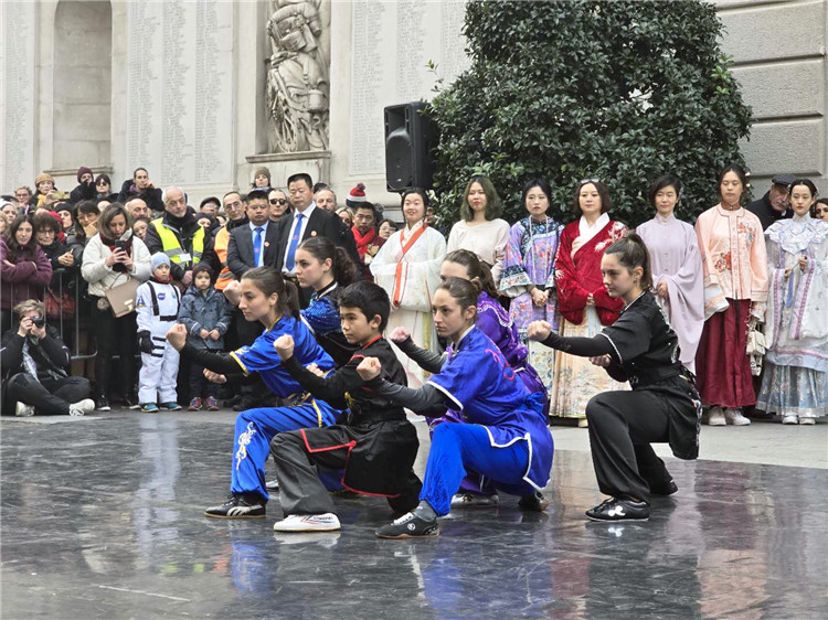 當(dāng)?shù)匚湫g(shù)學(xué)院進(jìn)行武術(shù)表演。張錫琪攝
