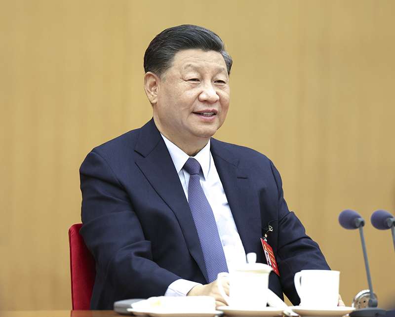 2022年10月17日，習(xí)近平同志參加黨的二十大廣西代表團(tuán)討論。