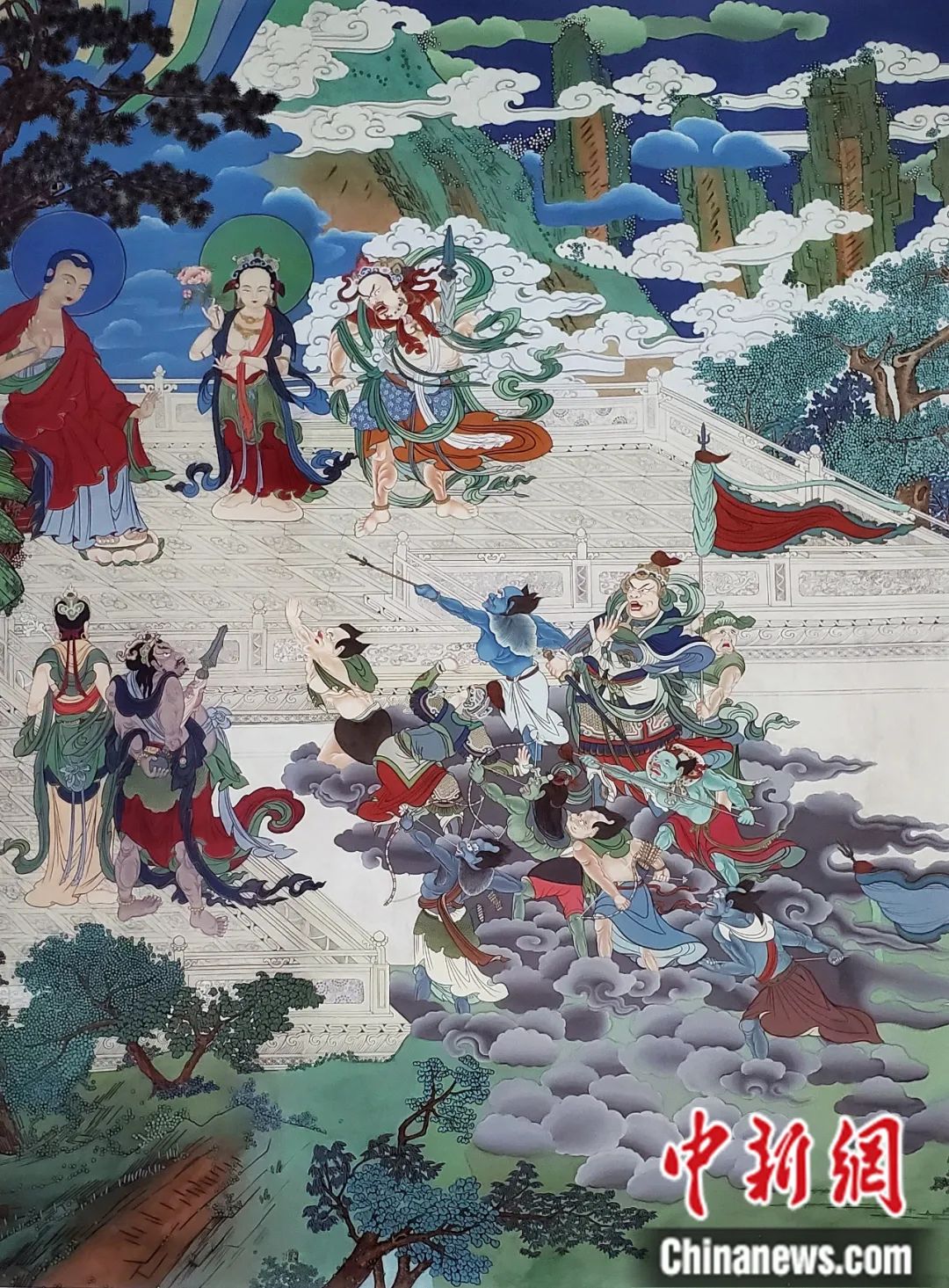臨摹、補(bǔ)繪的青海瞿曇寺壁畫。受訪者 供圖